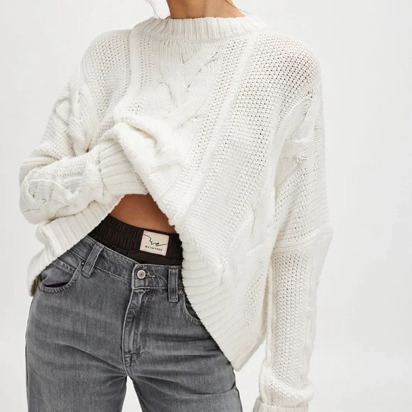 Free People White Cable Knit Sweater - Picture 3 of 8